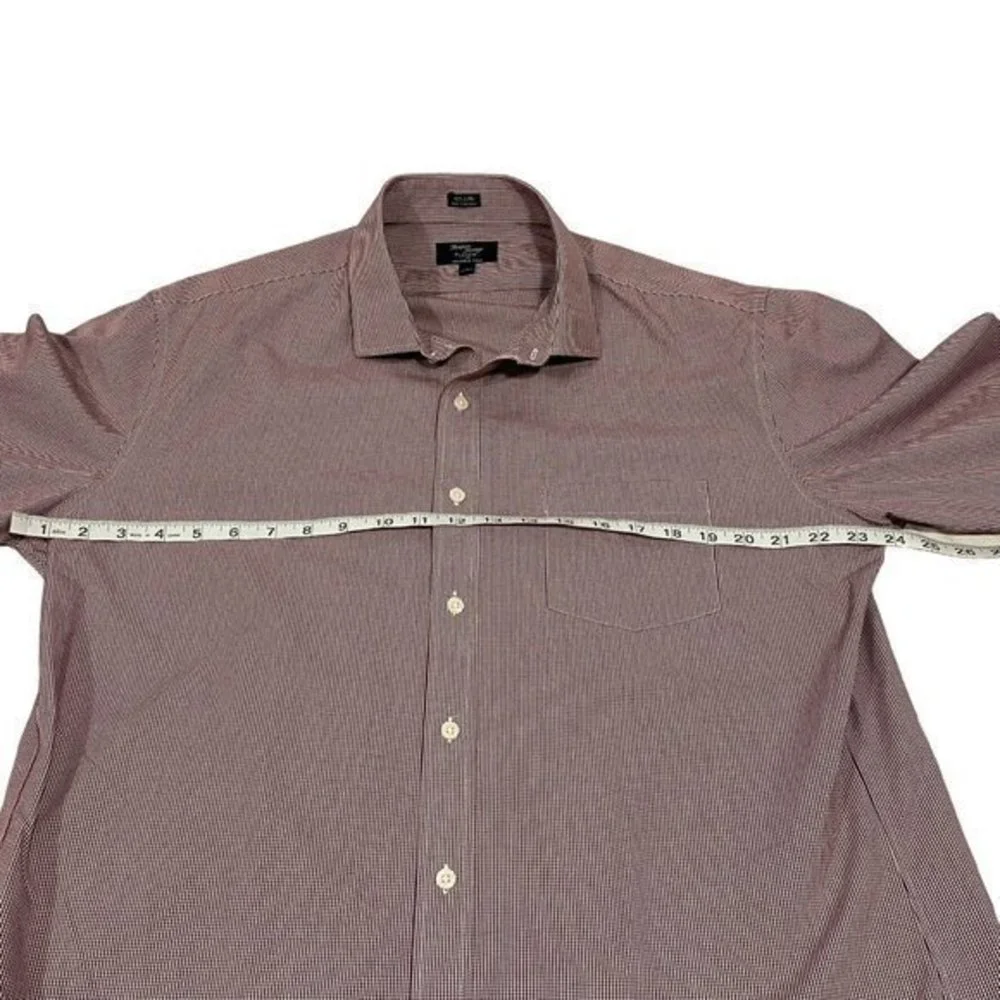Thompson Shirtings by J. Crew Wrinkle Free Maroon White Check Plaid‎ Shirt XL